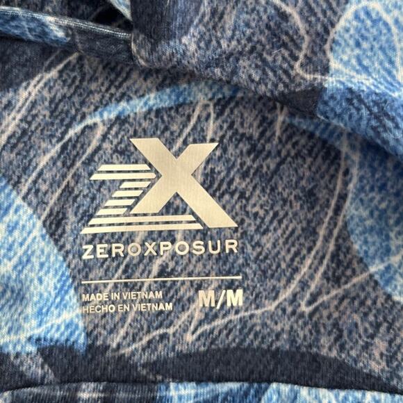 ZeroXposur Quick Dry Athletic Dress Medium Blue Palm Tropical Print Racerback - Picture 7 of 10